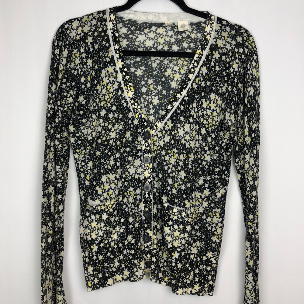 ANTHROPOLOGIE MOTH FLORAL CARDIGAN